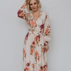 Lydia Ivory Floral Maxi Dress